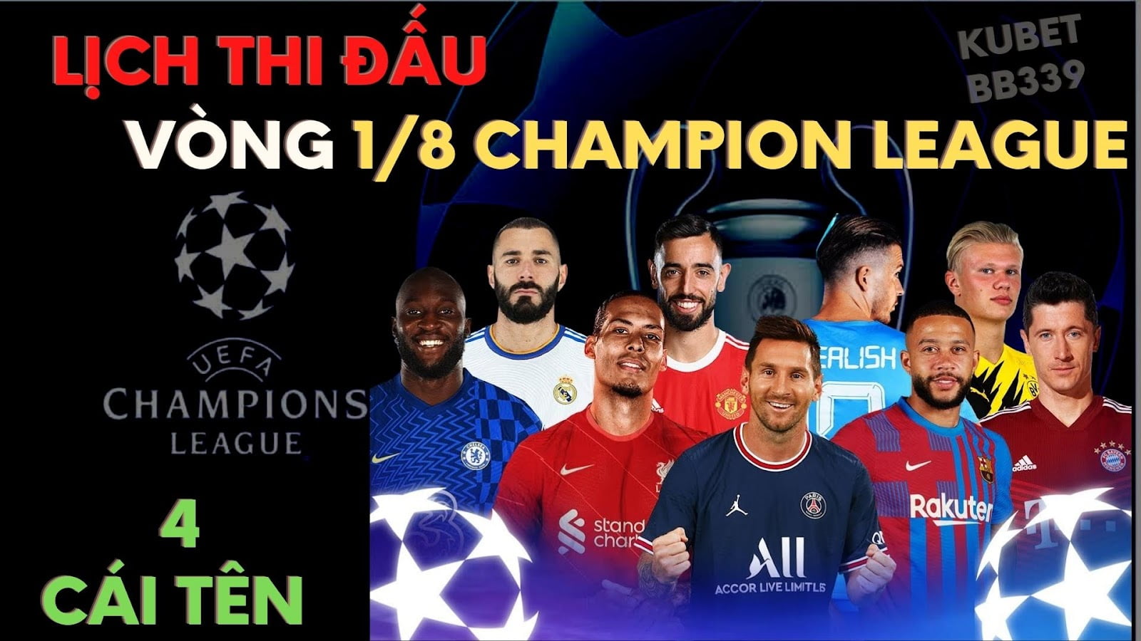 Mới: Lịch thi đấu vòng 1/8 Champion League - Kết quả Cúp C1 2022